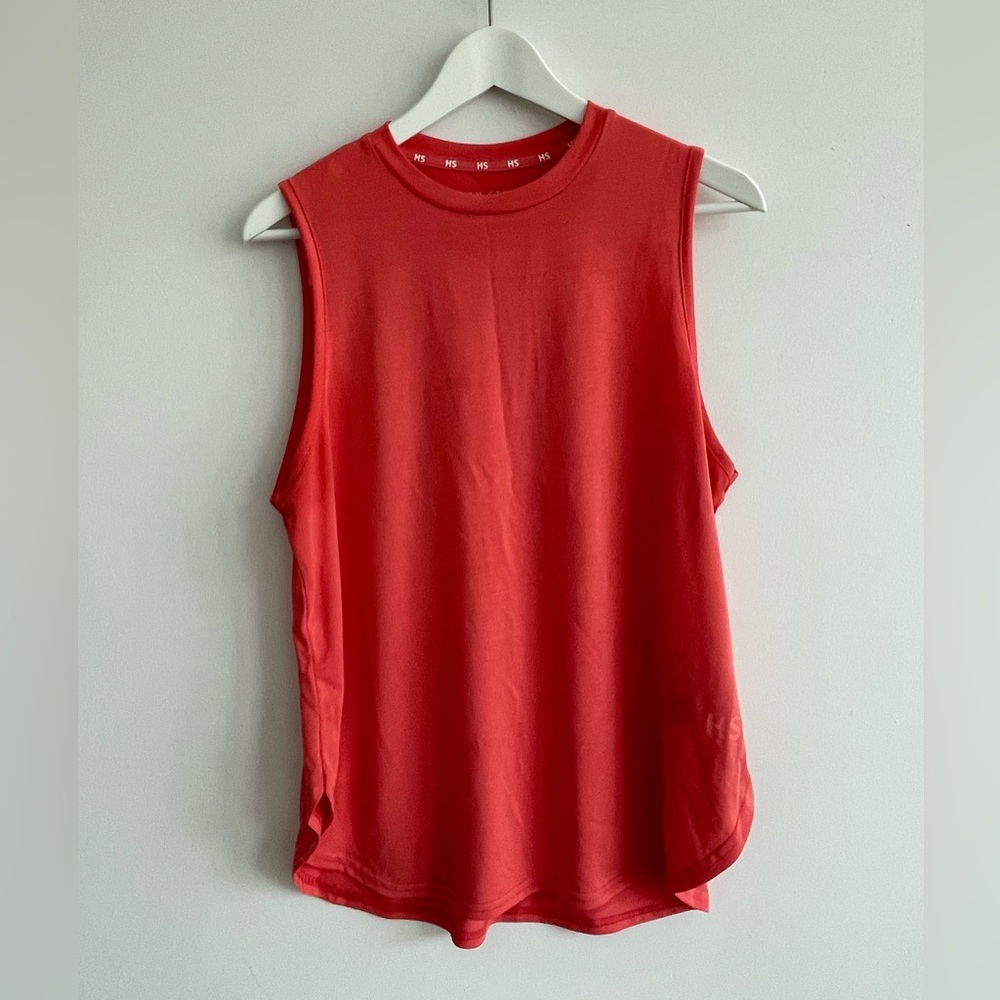 Pink sleeveless high performance workout top